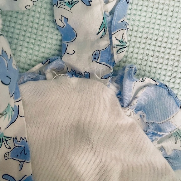 Vintage Brights Creek Blue Pig Print Baby Farm Outfit Romper- Size 12M 🐷 💙 - Picture 6 of 6